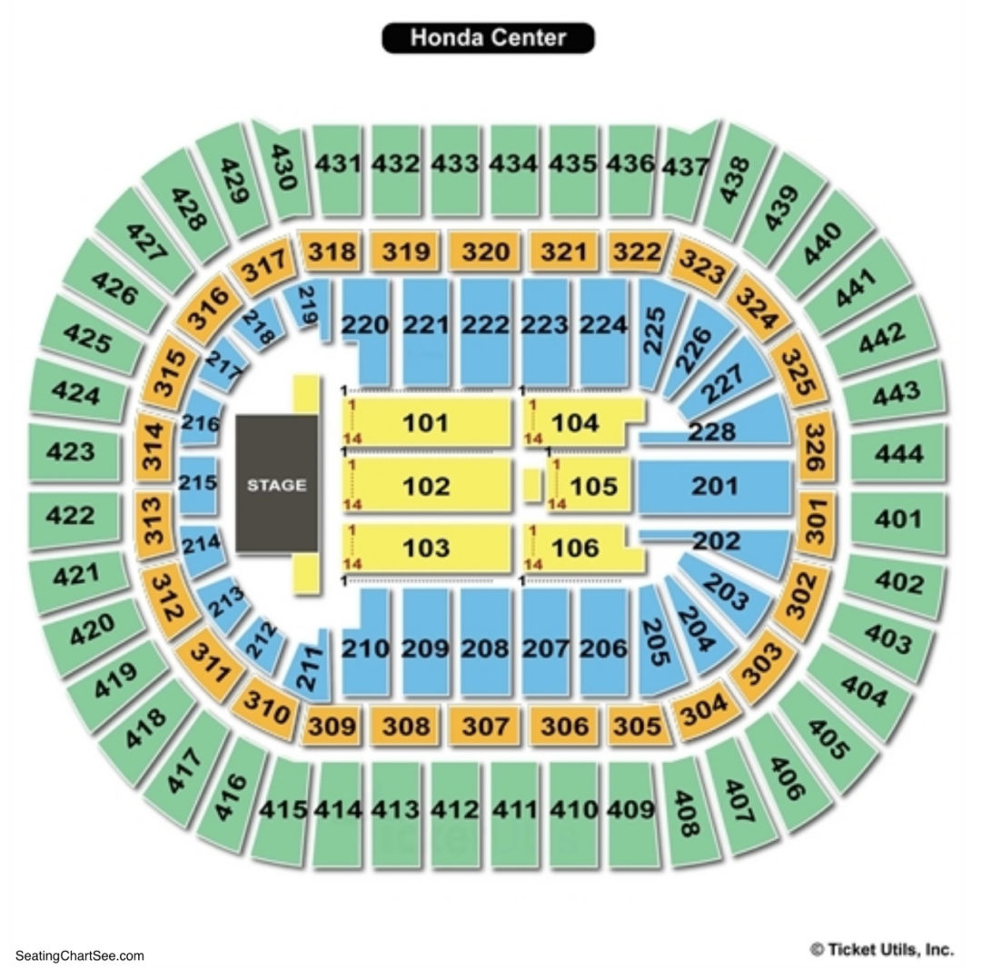 Honda Center Seating Chart Maps Anaheim - Center Seating Chart